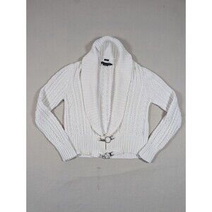 Ralph Lauren Hand Knit Cable Knit Clasp Buckle Cowl Cardigan Sweater Large